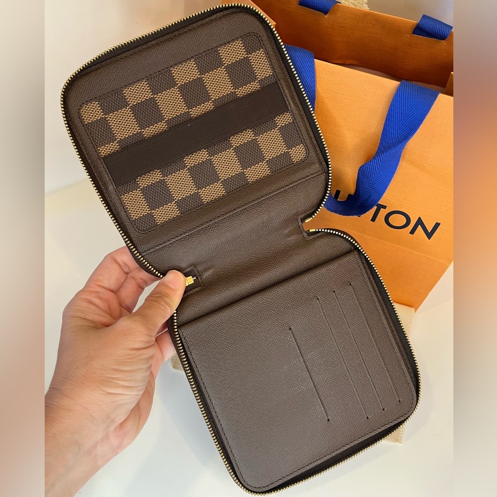 🎀 Louis Vuitton Damier Ebene Canvas Olav Organizer Zip Around Wallet - Picture 9 of 15